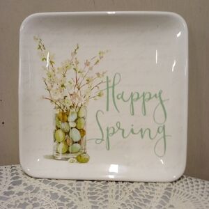 NWOT, Happy Spring Square, Easter Ceramic Plate